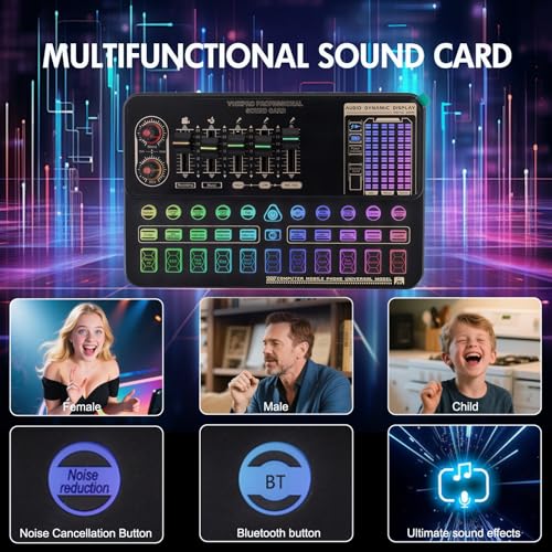 Podcast Equipment Bundle, V10XPRO Audio Mixer with Voice Changer | Professional BM-800 Podcast Microphone with Adjustable Stand, Audio Interface for Podcasting, Singing, Gaming YouTube Tiktok - color: Black