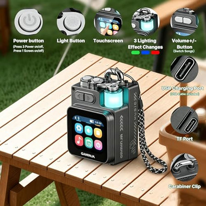 Wireless Bluetooth Speaker Mini, 2-Inch Screen Rgb Subwoofer, Small Speaker Portable with Alarm Clock, Weather, Calendar ,6H Battery, Metal Pendant Waterproof Large Hd Sound Pocket Stereo (White) | Small Rgb Subwoofer Metal Magnetic Waterproof Large Hd So