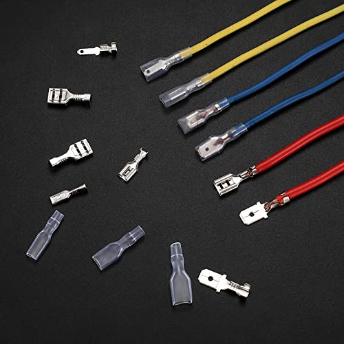 360 Pcs 2.8/4.8/6.3mm Male and Female Wire Spade Connectors, Quick Splice Electrical Wire Crimp Terminal Block Connectors with Insulating Sleeve Kit for Car Audio Speaker Electrical Wiring