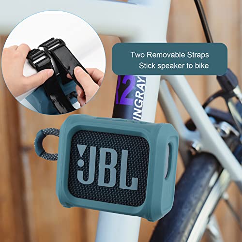 Silicone Case for JBL Go 3 Portable Speaker with Removable Strap for Bike Golf Cart Travel Carrying Case Protective Sleeve Speaker Cover (Sky Blue) - color: Sky Blue
