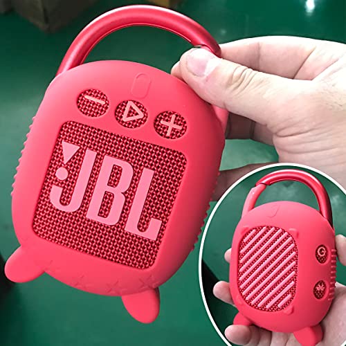 JCHPINE Silicone Cover and Carrying Case for JBL Clip 4 Bluetooth Speaker - color: Red