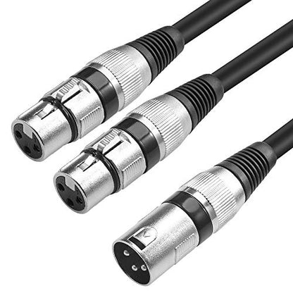 XLR Splitter Cable, 3 Pin Dual XLR Female to Male Patch Y Cable Balanced Microphone Cord Audio Adaptor (1 Male to 2 Female) - 1.5 Feet - size: 1.6 Feet
