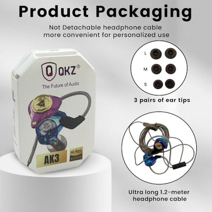 Wired Gaming Earbuds 2Pack, Ak3file in Ear Monitors, Deep Bass Sound Wired Earbuds, HiFi in Ear Headphones with 1DD 10mm Dynamic Driver, IEM for Music Gaming Video Calling (Black+Purple) - color: Black+Purple