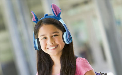 Disney Stitch Bluetooth Headphones for Kids, Wireless Headphones for School | Volume Reduced and Built-in Microphone - color: Stitch