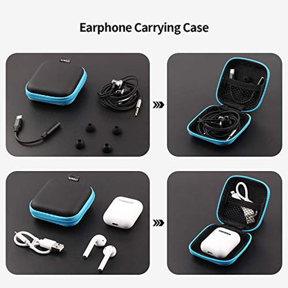 SUNGUY [2-Pack Earbud Case, Portable Square Earphone Carrying Cases with 2 Carabiners for Earphones, Earbuds, Earpieces, SD Memory Card, Camera Chips - Red+ Blue - color: Red+Blue