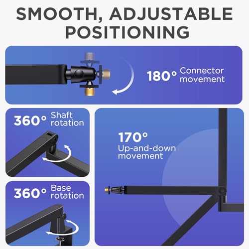 InnoGear 6 in 1 Microphone Stand Floor with Tablet Phone Holder & Low Profile Mic Stand with Magnetic Cable Management Desk Mount for Fifine AM8 K669B Blue Yeti HyperX QuadCast SoloCast AT2020