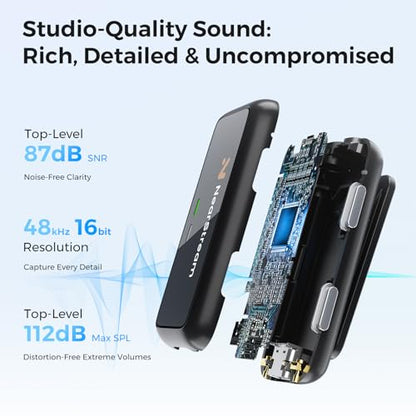 Wireless Lapel Microphone for iPhone/Android/Camera/PC (AWM20T) | Wireless Lavalier Microphone with Noise Cancellation, 656ft Transmission, LCD Display, 20H Battery Life - style: 2TX+1RX+Charging Case