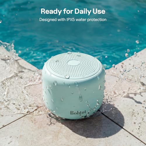 Bobtot Portable Bluetooth Speakers with Strap Easy to Carry Mini Speaker | Wireless IPX5 Waterproof with Loud Stereo Sound, 20 Hours Playtime, Rechargeable Battery, Built-In Microphone, Green - color: Green