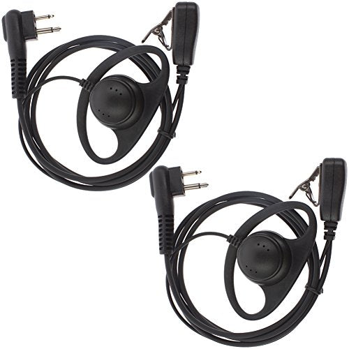 D Shape Earpiece Headset PTT for Motorola Two Way Radio Walkie Talkie 2pin(Pack of 2)