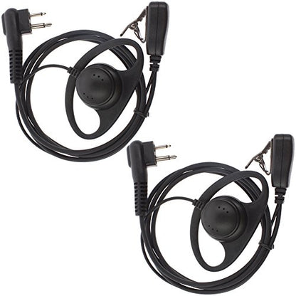 D Shape Earpiece Headset PTT for Motorola Two Way Radio Walkie Talkie 2pin(Pack of 2)