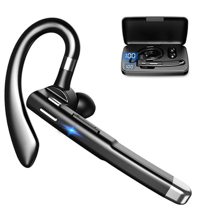 Wireless Headset Business Earpiece 30Hrs Playtime with 450mAh Charging Case Built-in Mic Noise Cancelling Headphone Handsfree Sports Earphone for Android iOS Driving Trucker Driver Business Office - color: Black