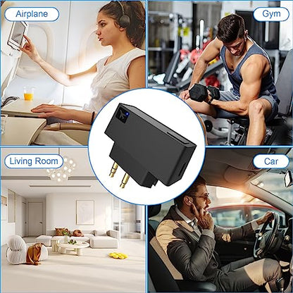 Bluetooth Airplane Adapter for Headphones,in-Flight Bluetooth Audio Adapter with 3.5mm Jack on Airplanes/Gym/TVs/Gaming/PC/iPad/PS5