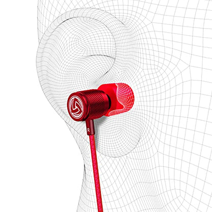 LUDOS Ultra Wired Earbuds in-Ear Headphones, 5 Years Warranty, Earphones with Microphone, Noise Isolating Ear Buds, Memory Foam for iPhone, Samsung, School Students, Kids, Women, Small Ears - Red - color: Red, style: 3.5 mm