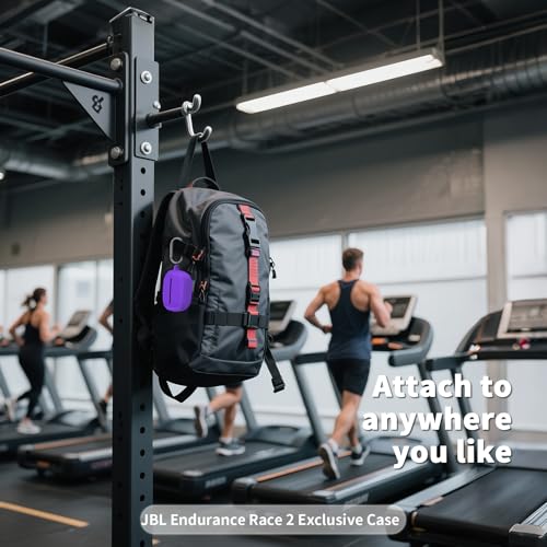 OAJ Soft Silicone Protective Case Cover for JBL Endurance Race 2, Front LED Visible, Compatible with JBL Endurance Race 2 Charging Case with Carabiner & Cleaner kit(Purple) - color: Purple