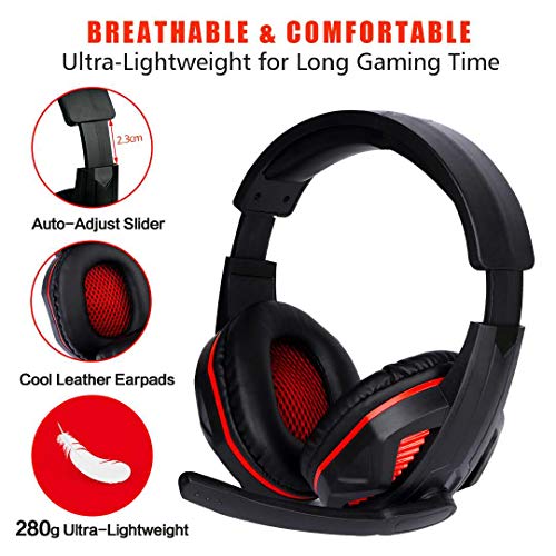 3.5mm Port Wired Gaming Headset, Stereo Bass Noise Isolation Headphone with Mic Volume Control for PS4 New Xbox One PSP PC Laptop Tablet Cellphones (Black)