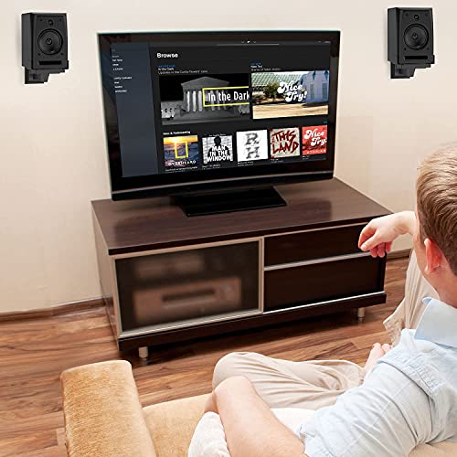 WALI Speaker Wall Mount, Surround Sound Speaker Stand with Adjustable Swivel Tilt Angle, Large Bookshelf Speaker Wall Mount for Living Room, Home Theater, Hold up to 66 Lbs, (SWM201XL), 2 Pack, Black - size: Larger