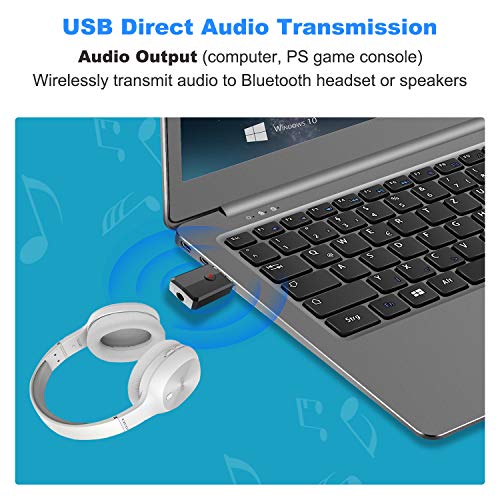 Isobel USB Bluetooth 5.0 Transmitter Receiver, 4-in-1 Mini Wireless Audio Adapter, 3.5mm Bluetooth AUX Adapter for TV PC Headphones Speakers Car/Home Stereo System, USB Power Supply - size: Small