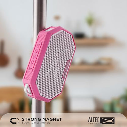 Altec Lansing Portable Bluetooth Speaker HYDRAMINI 2.0, IP67 Waterproof, Portable Speaker, 12h Playtime, Wireless Pairing, USB-C Quick Charge, Magnetic Bluetooth, Voice Assistant Integration - color: Electric Pink/White