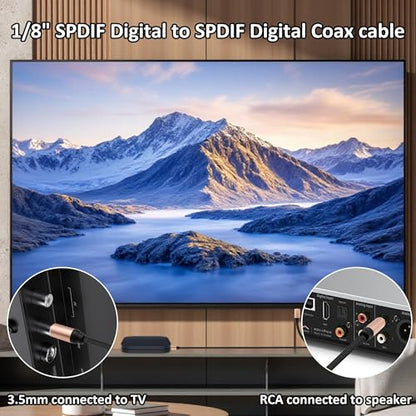 1/8inch 3.5mm TRRS to RCA Digital Coaxial Audio Cable Adapter
