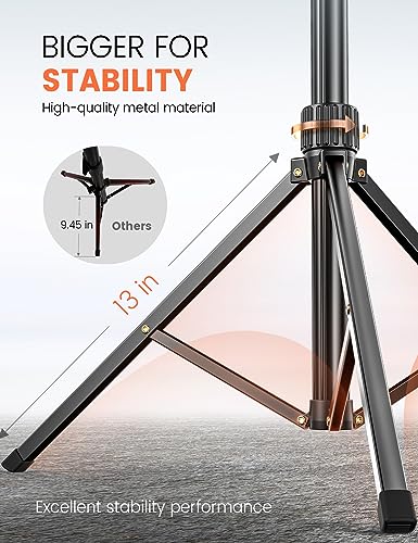 71'' Phone Tripod Stand, Extendable Reinforced Aluminum Phone Stand with Wireless Remote, Stable Cellphone Tripod Compatible with iPhone 15/14/13 Galaxy S23/S22 Huawei. - style: Black