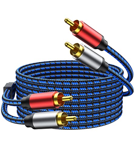 NC XIQN RCA Cable 10ft. 2RCA Male to 2RCA Male Stereo Audio Cable Nylon Braided, Double Shielded RCA to RCA Audio Cable for Home Theater, HDTV, Amplifiers, Hi-Fi Systems, Speakers. - size: 10 Ft
