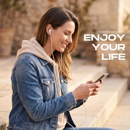 Kanayu 50 Pack Earbuds Bulk Classroom Headphones Wired Earphones, White - color: White