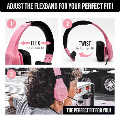 Blue Tiger Storm Rose Gold- Wireless Trucker Bluetooth Headset with Mic | Mono headset with mic, wireless noise canceling, high-fidelity sound, 30-hour talk time, USB-C charging, Bluetooth 5.0 - color: Rose Gold, style: Storm Rose Gold