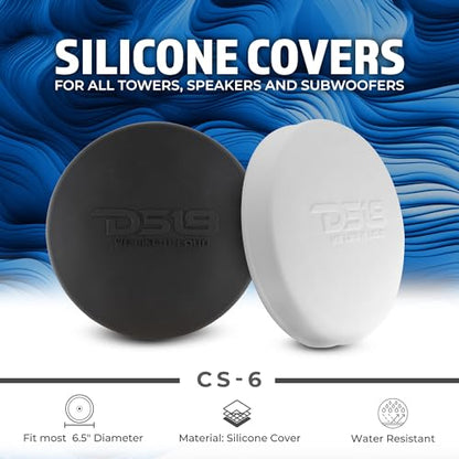 DS18 Hydro CS-6/WH 6.5" Silicone Marine Speaker Cover - Water, Dust and UV Rays Protection - Compatible with Tower Speakers - Great Durability - Special Edition (Pair) - color: White, size: 6.5"
