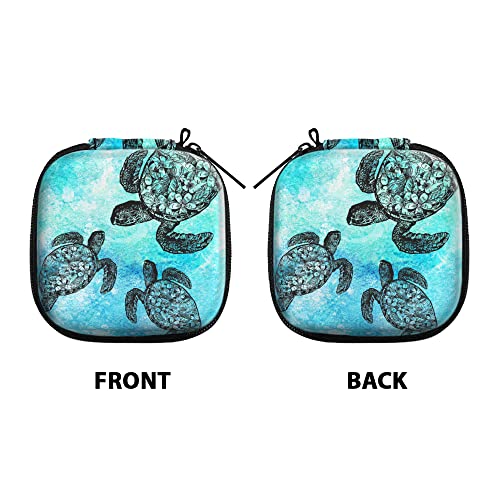 WIRESTER Portable Wireless Headphone Case, Earphone Storage Bag Carrying Case, Earbud Holder with Black Carabiner Compatible with Airpods - Ocean Sea Turtles - color: Ocean Sea Turtles