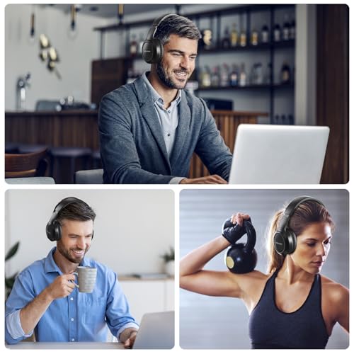 Headphones Wireless Over Ear , 70 Hours Playtime Bluetooth Headphones Built-in Microphone, Foldable Lightweight Headset with Bluetooth 5.4, HiFi Stereo Sound for PC Cellphone Travel Office (Black) - color: Black
