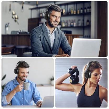 Headphones Wireless Over Ear , 70 Hours Playtime Bluetooth Headphones Built-in Microphone, Foldable Lightweight Headset with Bluetooth 5.4, HiFi Stereo Sound for PC Cellphone Travel Office (Black) - color: Black