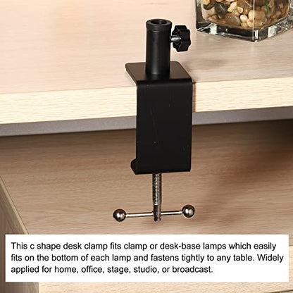 PATIKIL 0.49" Hole Dia. Desk Clamp, 2 Pcs Aluminum Alloy Universal Adjustable C-Clamp Mount Holder for Microphone Mic Arm Table Lamp, Black - color: Black