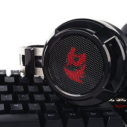Redragon H301 SIREN2 7.1 Channel Surround Stereo Gaming Headset Over Ear Headphones with Mic Individual Vibration Noise Canceling LED Light