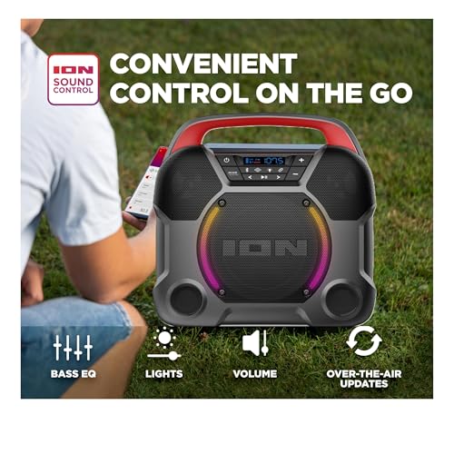 ION Audio Pathfinder Go Wireless Bluetooth Beach Speaker IPX5 Water-Resistant for Pool Party Music Events, Indoor and Outdoor Parties - 2 Pack Bundle (Renewed)