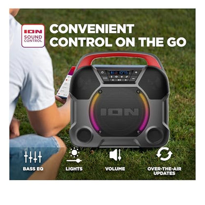 ION Audio Pathfinder Go Wireless Bluetooth Beach Speaker IPX5 Water-Resistant for Pool Party Music Events, Indoor and Outdoor Parties - 2 Pack Bundle (Renewed)