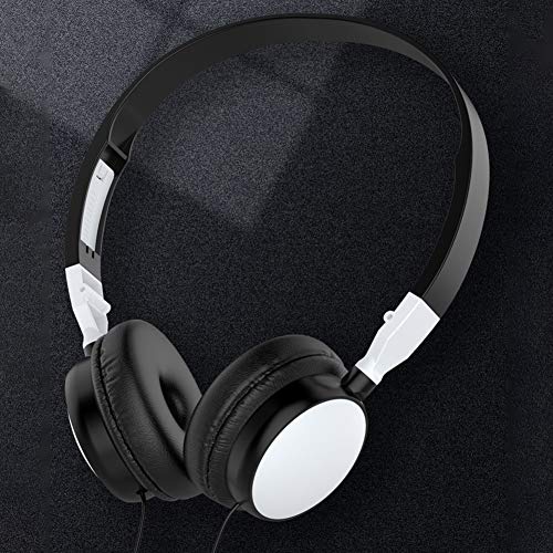 Foldable HiFi Audio Bass Wired Headset Gaming Headphone Over Ear Stereo Wired Headphones for 3.5mm Phone/Tablet Black - color: Black