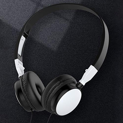 Foldable HiFi Audio Bass Wired Headset Gaming Headphone Over Ear Stereo Wired Headphones for 3.5mm Phone/Tablet Black - color: Black