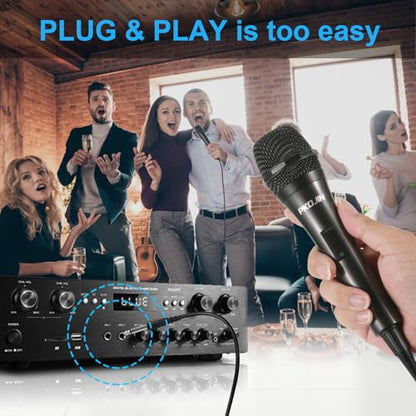 Dynamic Karaoke Microphone for Singing, Vocal Wired Microphone for Karaoke, Handheld Mic with 10 Ft Cable, Mics for Speaker with ON/Off Switch