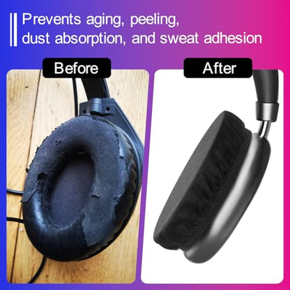 3 Pair Sheadphone Ear Covers, 3.9 Inch Breathable Stretchable Mesh Headphone Earpad Covers for Headphones, Washable Sweat-Prevention Protective Earpads for 3.5-4.3" Ear Cups (Black)