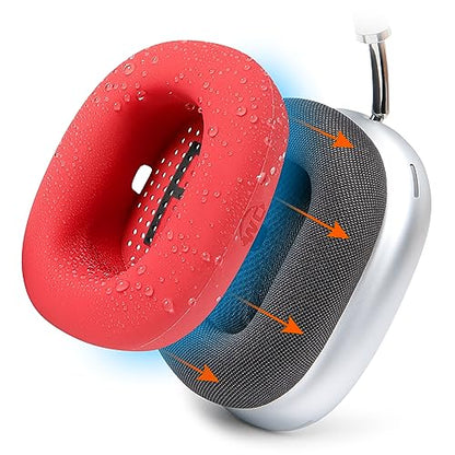 WC SweatZ Max - Patented Silicone Sweat Covers for AirPods Max 1 | Made by Wicked Cushions | (Does Not Fit AirPods Max 2). Sweatproof, Full Earpad Protection | Red - color: Red