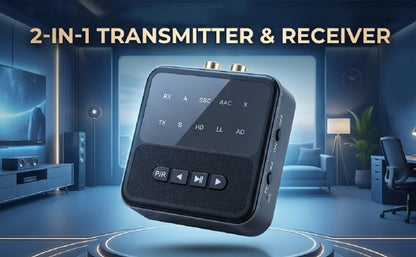 Tangxi Bluetooth 5.4 Transmitter Receiver, Wireless Audio Adapter with Lossless Sound & Low Latency Connection, Support 2 Devices for Headphone Speaker Mobile Phone