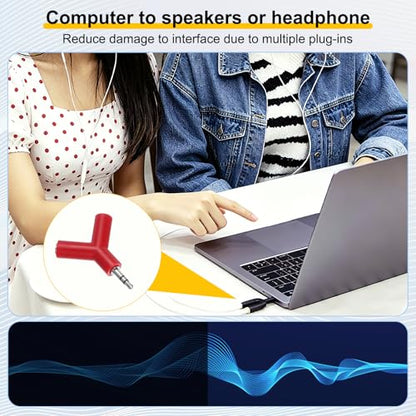 MECCANIXITY Headphone Splitter Adapter, 3.5mm Male to 2 Port Female Y Jack Aux Stereo Splitter for Phone Headset PS4 Switch Tablets, Red - color: Red