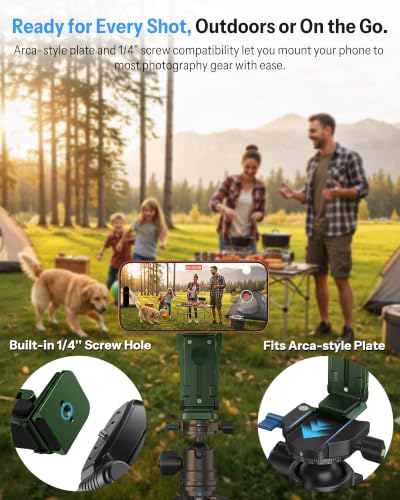 OMOTON TP02-Pro Magnetic Phone Holder, 5-in-1 Tripod Stand with Rear Attachment Plate | Desk, Kitchen, Gym, Vlogging | iPhone 12-17 Series, Blue, Green - color: 5-Green