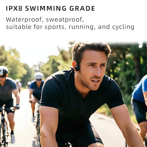 Sports bone conduction headphones, 6.0, wireless open-air headphones, with microphone, battery life up to 15 hours, IP68 waterproof rating, suitable for running and fitness exercises (black)