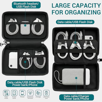 Fireproof Electronics Organizer Travel Case, Black | Water Resistant Tech Accessories Pouch, Explosion-proof Cord Storage Bag, Fireproof Zipper for Phone, Power Bank, Cables, USB