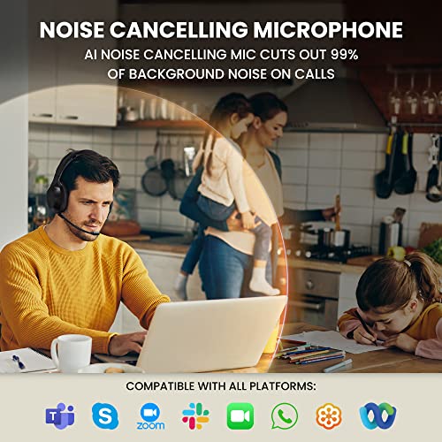 Back Bay Audio ClearCall 70, Bluetooth Headphones with Removabel Boom Mic | Over Ear Headphones with Mic, Work from Home Headset with Mic, Work Headphones Wireless Bluetooth, Boom Mic