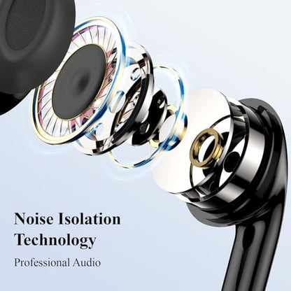USB Earbuds for PC Laptop Computer with Mic Wired Headphones 7.5FT Black | USB A Headset with Microphone Audio Control Noise Isolating Earphones for Dell for HP Surface Switch Office Zoom Working