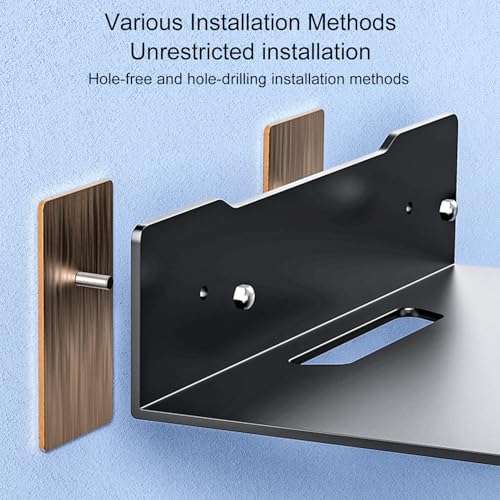 Wall Mount Shelf for Router – Space-Saving Bracket for Small Devices, Cable Box, WiFi Unit | Wall Shelf for Camera, Projector, Streaming Devices, Home Theater Accessories, Bedroom Storage - size: Large