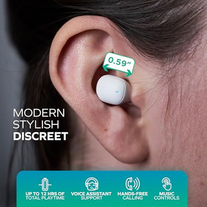 Mini Invisible Wireless Earbuds, Bluetooth 5.3, Mic & Charging Case, White | 12-HR Playtime, Touch Control, Sweat & Splash Resistant, Works with Siri, Alexa & Google, Compatible with iPhone & Android - color: B-White