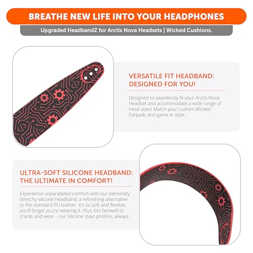 WC HeadbandZ Arctis Nova - Upgraded Silicone Headband for Arctis Nova Headsets by Wicked Cushions - Enhanced Flexibility, Comfort, and Style with Matching Earpad Designs | Techne - color: Techne